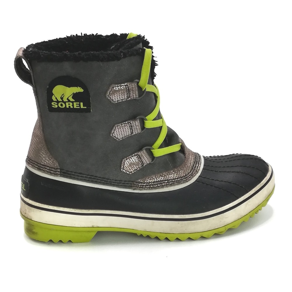 Sorel Boots Womens Yoot Pac Snow Gray Glitter Winter Waterproof Faux Fur 9.5